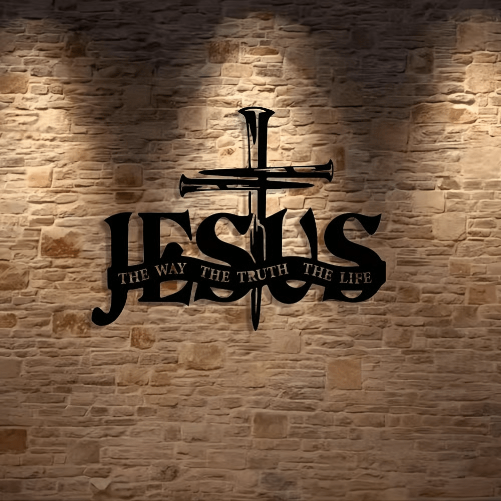Christianartworkshop Wanddekoration aus Metall mit Motiv „Gläubiger Jesus und Kreuz“, Heimdekoration - image 3