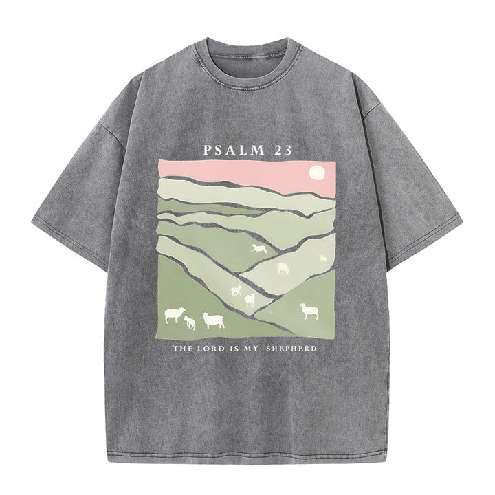 Christianartworkshop Christliches Unisex-T-Shirt mit Aufschrift „The Lord Is My Shepherd“, gewaschen - Grau - 5XL - image 5