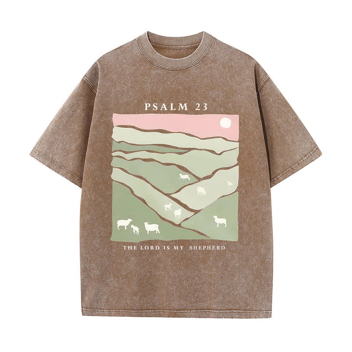 Christianartworkshop Christliches Unisex-T-Shirt mit Aufschrift „The Lord Is My Shepherd“, gewaschen - Kaffee - 5XL - image 9