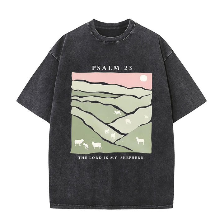 Christianartworkshop Christliches Unisex-T-Shirt mit Aufschrift „The Lord Is My Shepherd“, gewaschen - Schwarz - 5XL - image 6