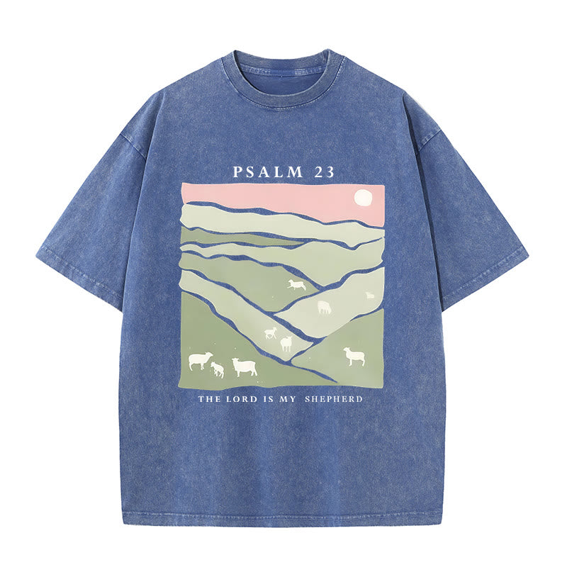 Christianartworkshop Christliches Unisex-T-Shirt mit Aufschrift „The Lord Is My Shepherd“, gewaschen - Blau - 5XL - image 11