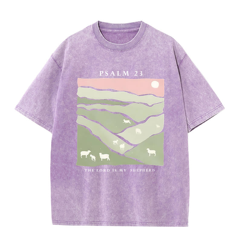 Christianartworkshop Christliches Unisex-T-Shirt mit Aufschrift „The Lord Is My Shepherd“, gewaschen - Lila - 5XL - image 12