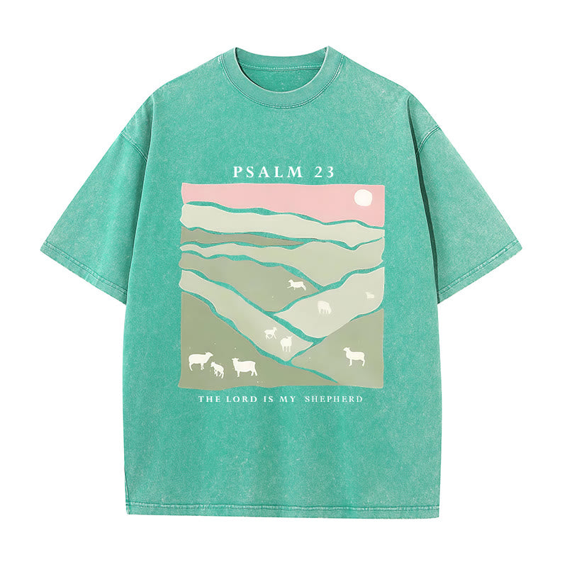 Christianartworkshop Christliches Unisex-T-Shirt mit Aufschrift „The Lord Is My Shepherd“, gewaschen - Grün - 5XL - image 8