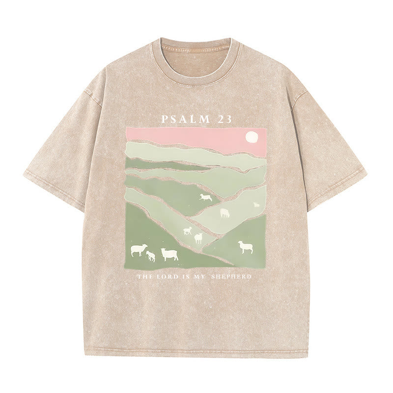 Christianartworkshop Christliches Unisex-T-Shirt mit Aufschrift „The Lord Is My Shepherd“, gewaschen - Aprikose - 5XL - image 4