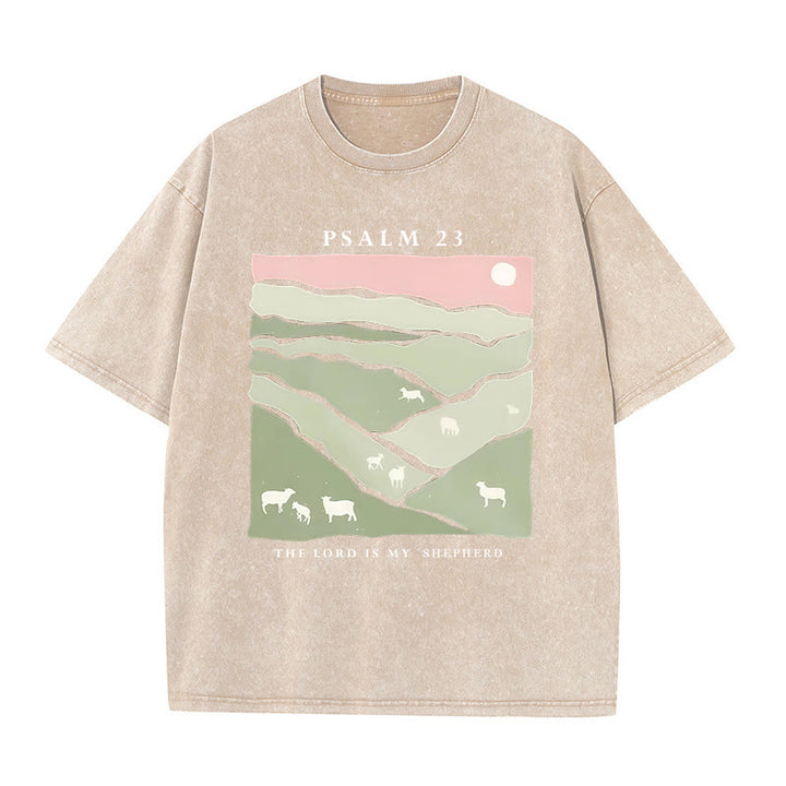 Christianartworkshop Christliches Unisex-T-Shirt mit Aufschrift „The Lord Is My Shepherd“, gewaschen - Aprikose - 5XL - image 4