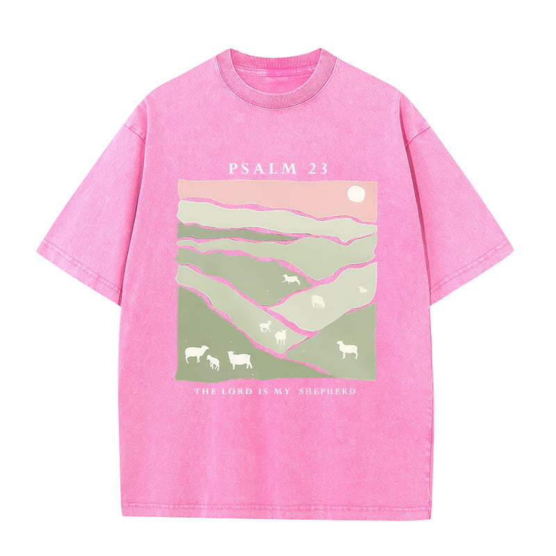 Christianartworkshop Christliches Unisex-T-Shirt mit Aufschrift „The Lord Is My Shepherd“, gewaschen - Rosa - 5XL - image 10