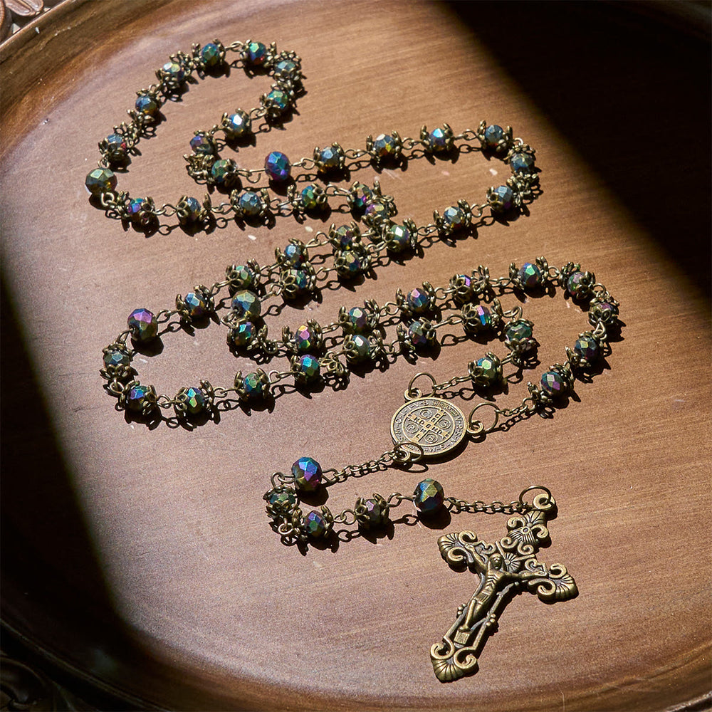 Christianartworkshop Rosenkranz aus Hämatit mit bronzenem Kruzifix und Anhänger des Heiligen Benedikt - image 1