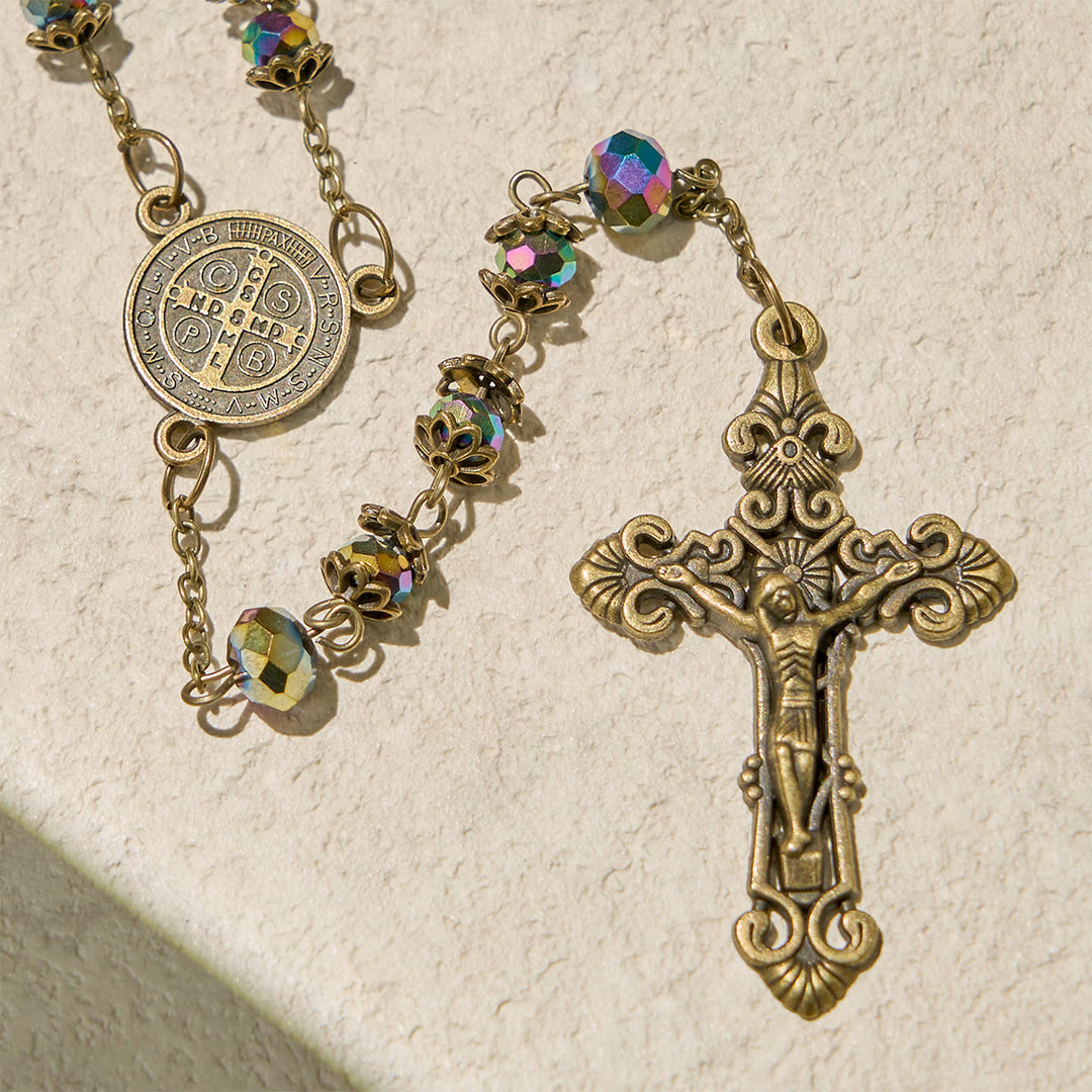 Christianartworkshop Rosenkranz aus Hämatit mit bronzenem Kruzifix und Anhänger des Heiligen Benedikt - image 6