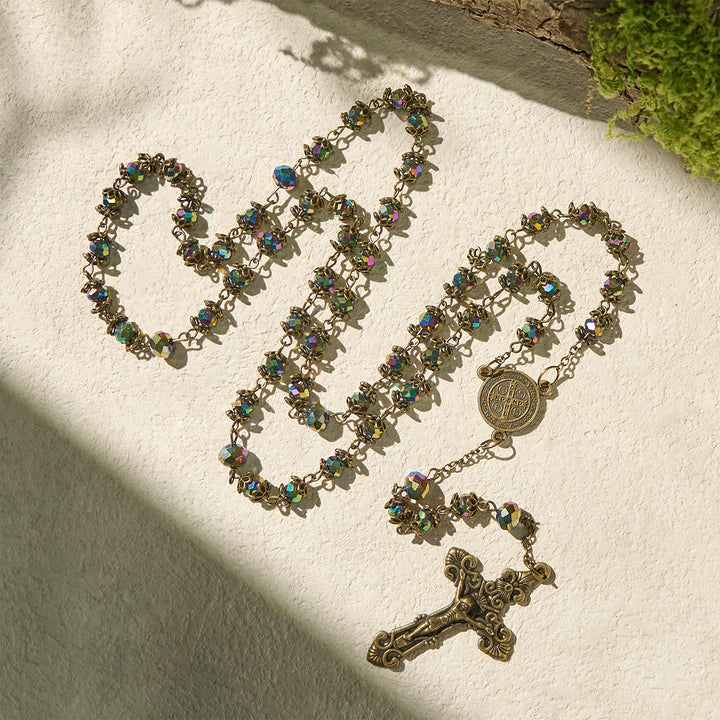 Christianartworkshop Rosenkranz aus Hämatit mit bronzenem Kruzifix und Anhänger des Heiligen Benedikt - image 5