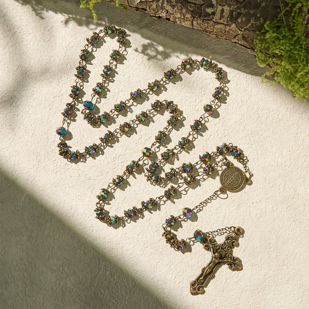 Christianartworkshop Rosenkranz aus Hämatit mit bronzenem Kruzifix und Anhänger des Heiligen Benedikt - image 3