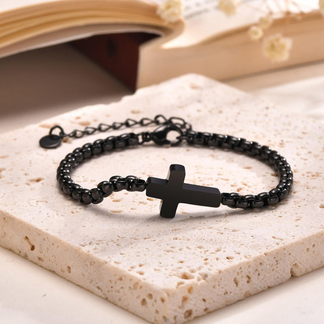 Christianartworkshop Minimalistische Kreuzkettenarmbänder: Zwei Farben mit Segenskarte - image 4
