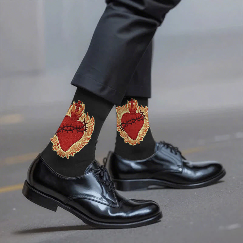Christianartworkshop Unisex-Socken mit dem Heiligen Herzen, die Liebe und spirituellen Schutz ausstrahlen - Einheitsgröße (EU 36–46 / US 4–13) - 10 Paare - image 1