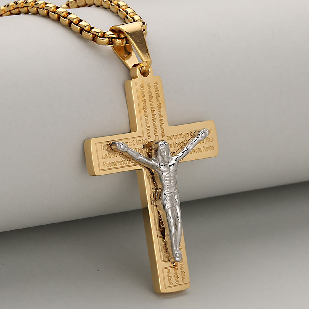 Christianartworkshop Elegante Halskette mit Kruzifix, Symbol der Hingabe, erhältlich in vier Farbtönen - Golden + Silber - image 0