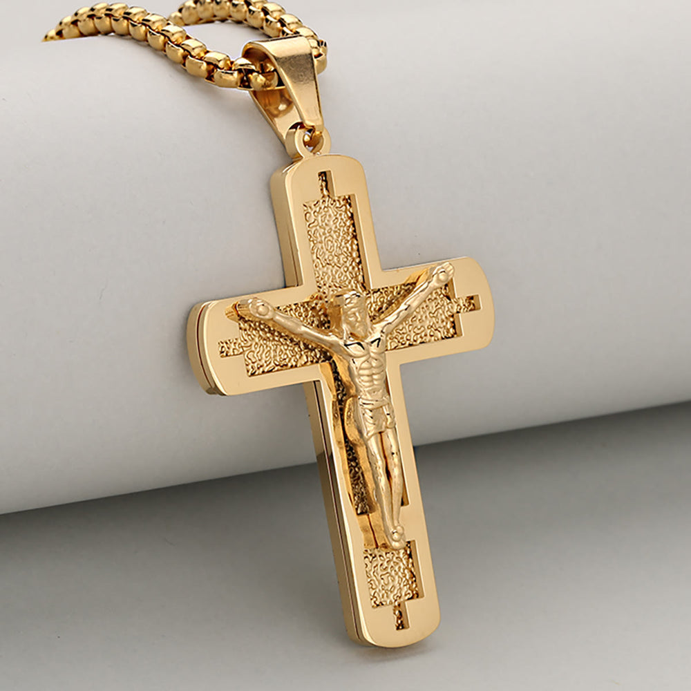 Christianartworkshop Halskette mit poliertem Kruzifix-Anhänger, erhältlich in vier zeitlosen Farbstilen - Golden - image 2