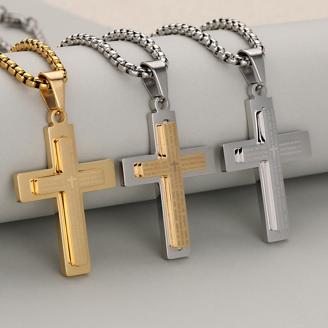 Christianartworkshop Minimalistische dreifarbige Kreuz-Halskette, die Glauben und Einfachheit verkörpert - image 1