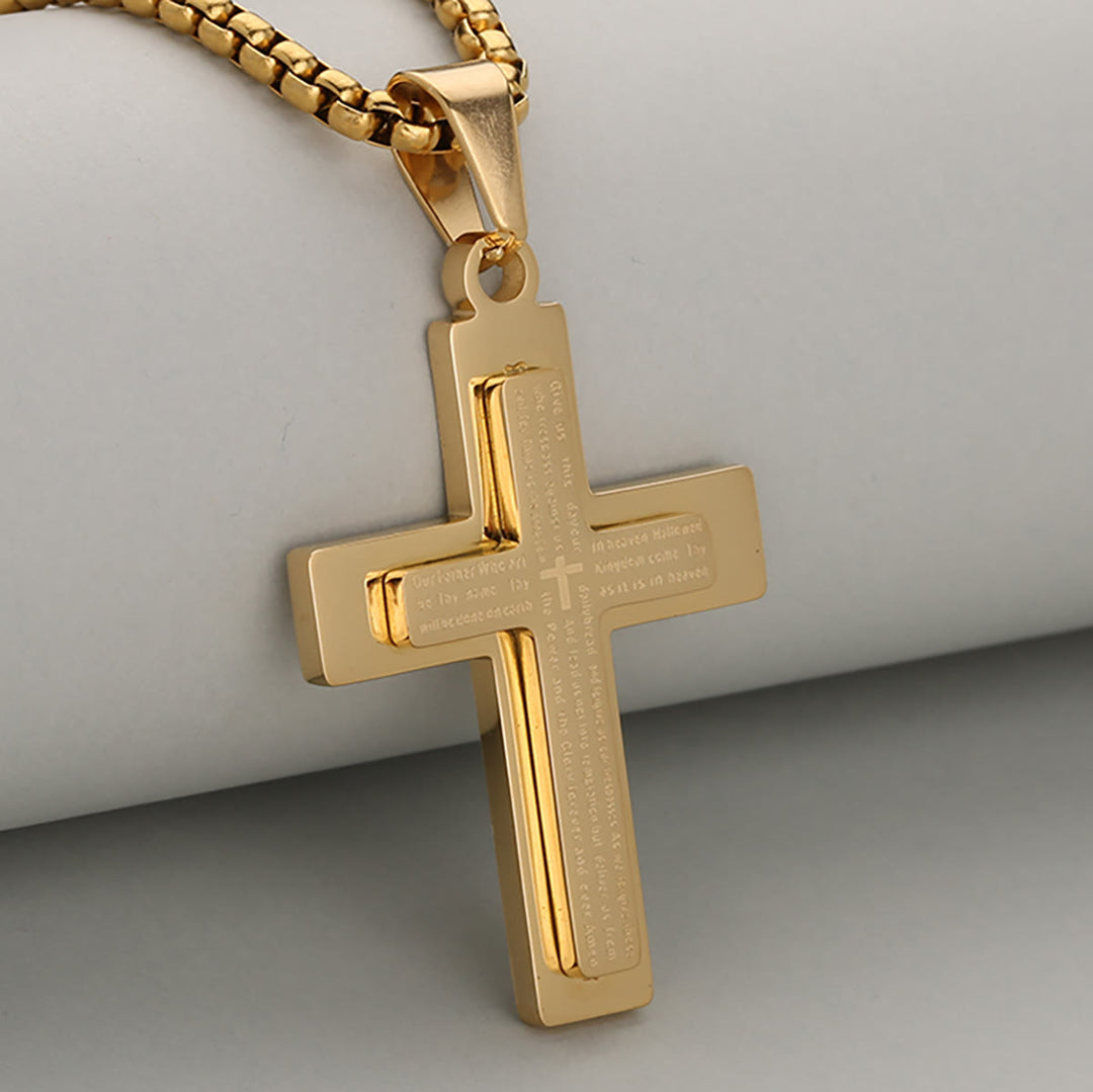Christianartworkshop Minimalistische dreifarbige Kreuz-Halskette, die Glauben und Einfachheit verkörpert - Golden - image 1