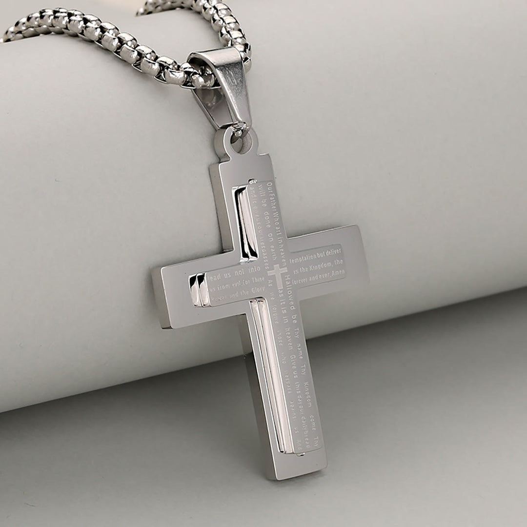 Christianartworkshop Minimalistische dreifarbige Kreuz-Halskette, die Glauben und Einfachheit verkörpert - Silber - image 3