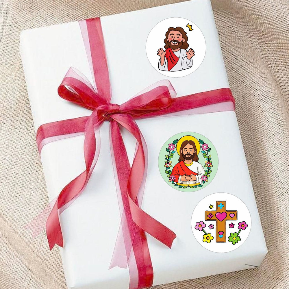 Christianartworkshop Runde Aufkleber „Jesus liebt dich“: 12 treue Stile, um Gottes Liebe zu teilen - image 1