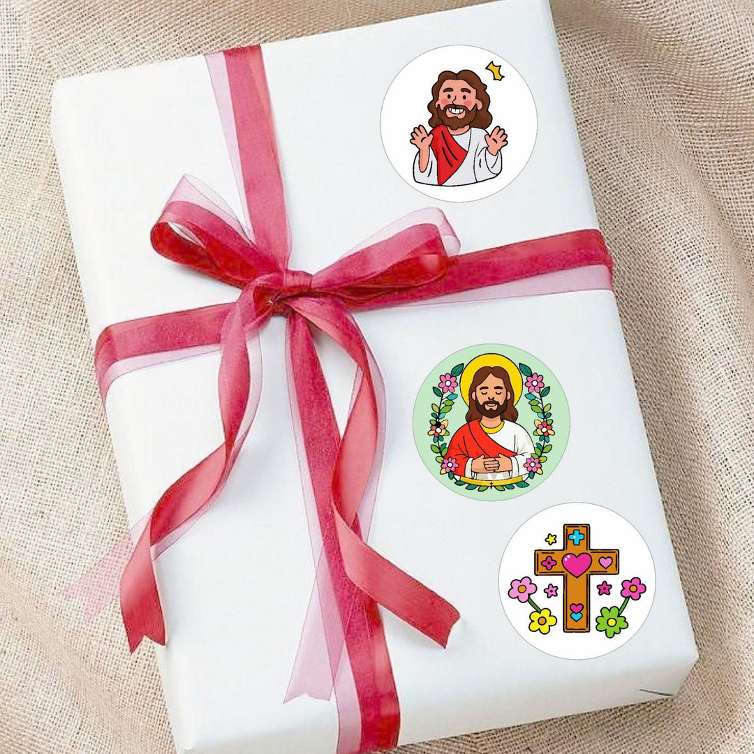 Christianartworkshop Runde Aufkleber „Jesus liebt dich“: 12 treue Stile, um Gottes Liebe zu teilen - image 1