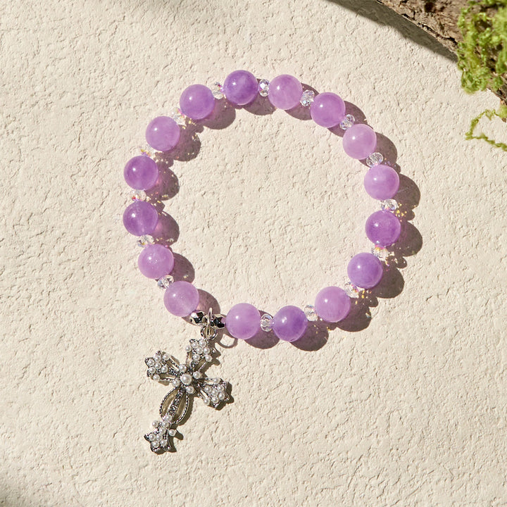 Christianartworkshop Handgefertigte Andachtsarmbänder mit violetten Perlen und funkelndem Kruzifix - image 3