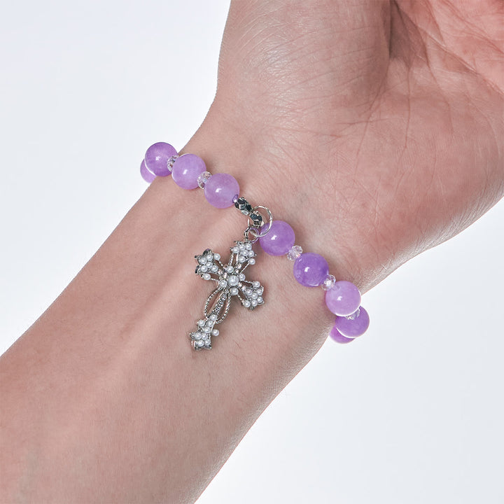 Christianartworkshop Handgefertigte Andachtsarmbänder mit violetten Perlen und funkelndem Kruzifix - image 2
