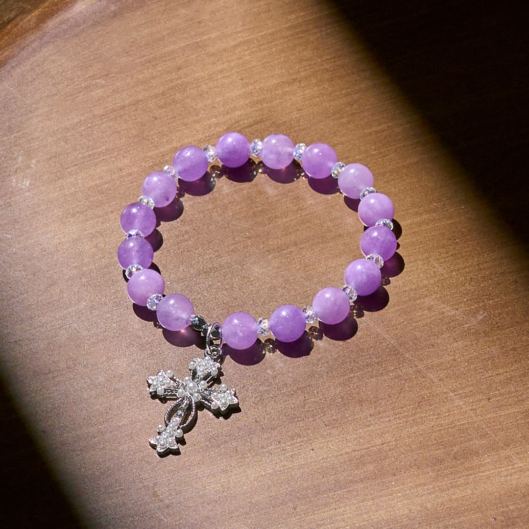 Christianartworkshop Handgefertigte Andachtsarmbänder mit violetten Perlen und funkelndem Kruzifix - image 4