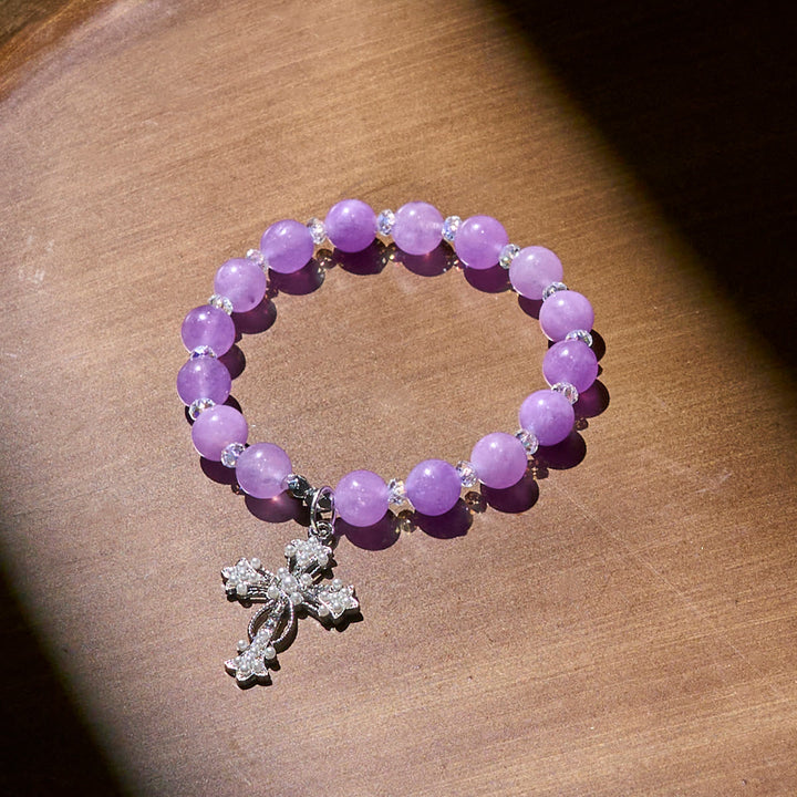 Christianartworkshop Handgefertigte Andachtsarmbänder mit violetten Perlen und funkelndem Kruzifix - image 4