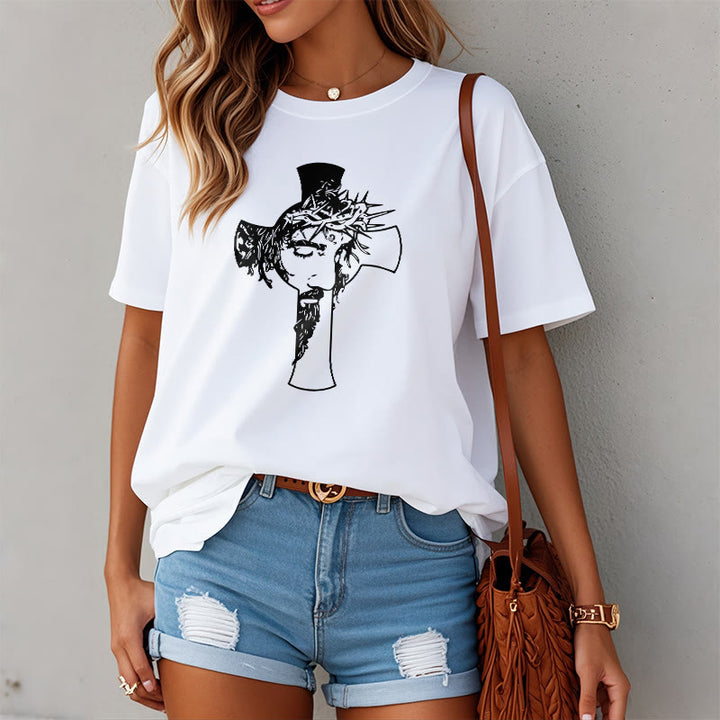 Christianartworkshop Modernes Dornenkronen- und Kreuzdesign Unisex-T-Shirt - image 4