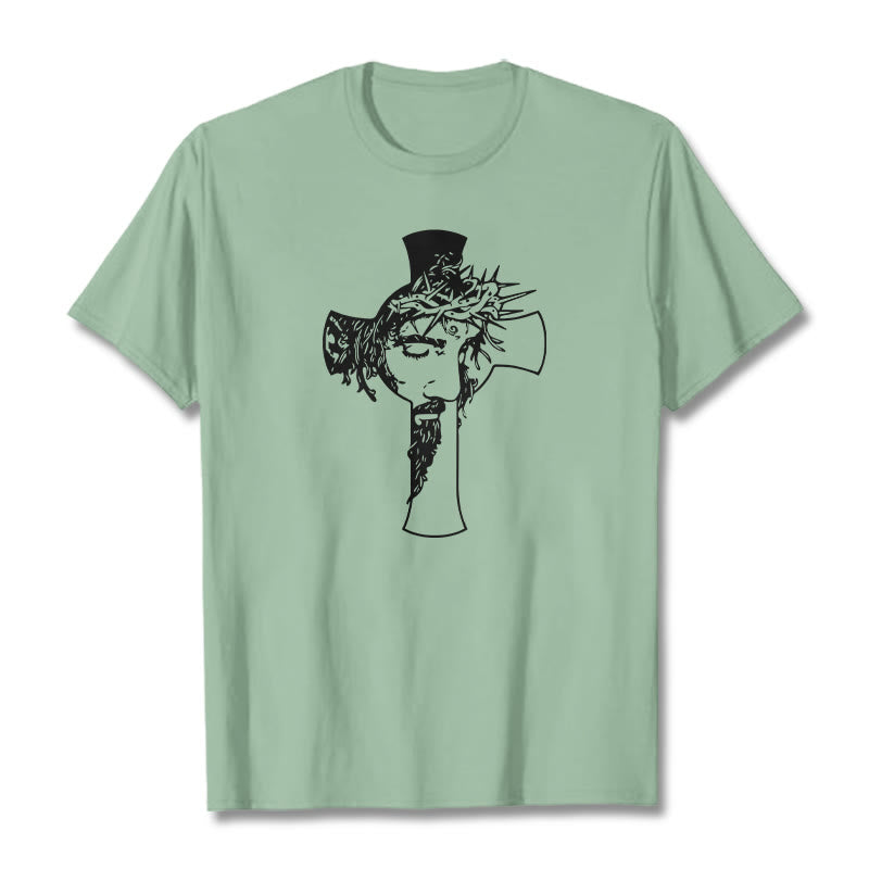 Christianartworkshop Modernes Dornenkronen- und Kreuzdesign Unisex-T-Shirt - Hellgrün - 2XL - image 15