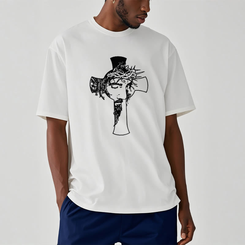 Christianartworkshop Modernes Dornenkronen- und Kreuzdesign Unisex-T-Shirt - image 3