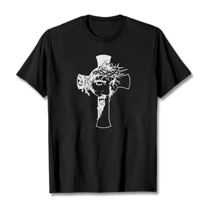 Christianartworkshop Unisex-T-Shirt mit modernem Dornenkronen- und Kreuz-Design - Schwarz - 2XL - image 5