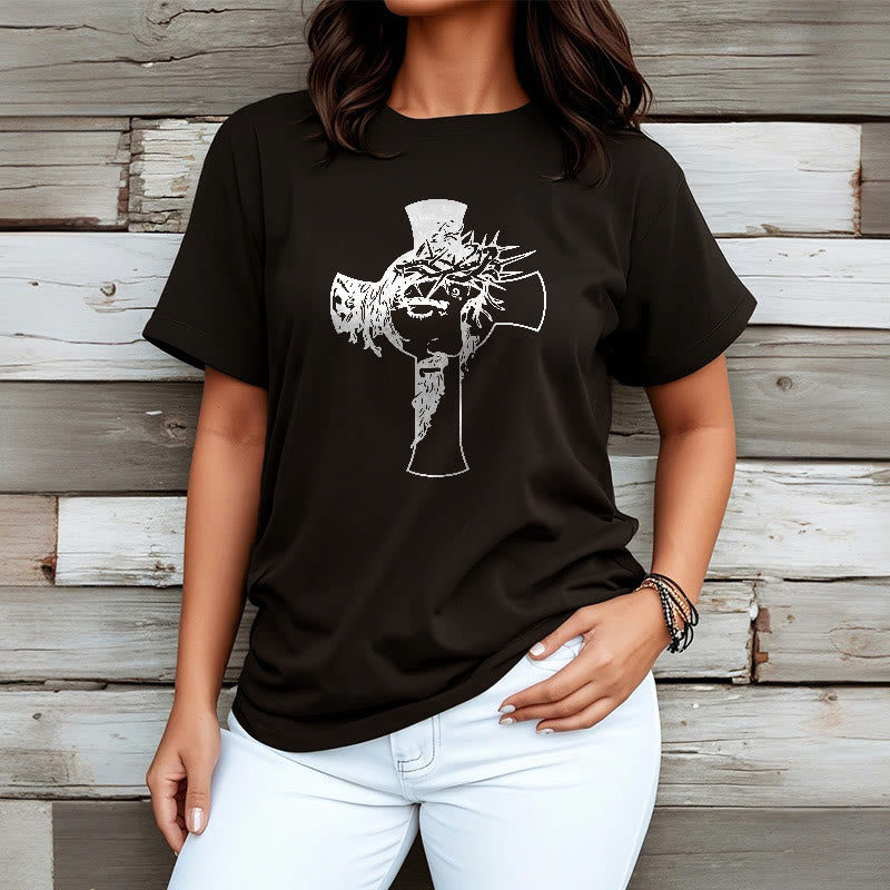 Christianartworkshop Modernes Dornenkronen- und Kreuzdesign Unisex-T-Shirt - image 7