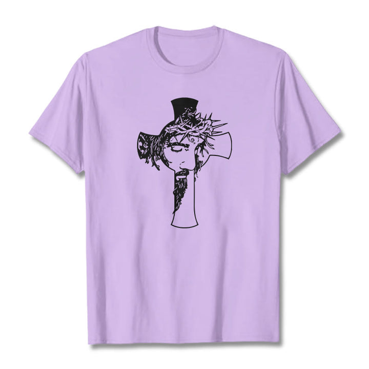 Christianartworkshop Modernes Dornenkronen- und Kreuzdesign Unisex-T-Shirt - Hellviolett - 2XL - image 17