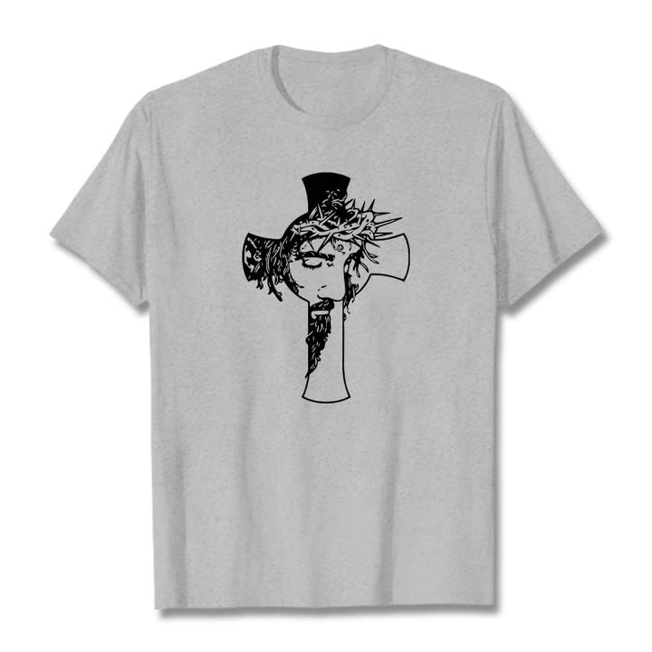 Christianartworkshop Unisex-T-Shirt mit modernem Dornenkronen- und Kreuz-Design - Grau - 2XL - image 1