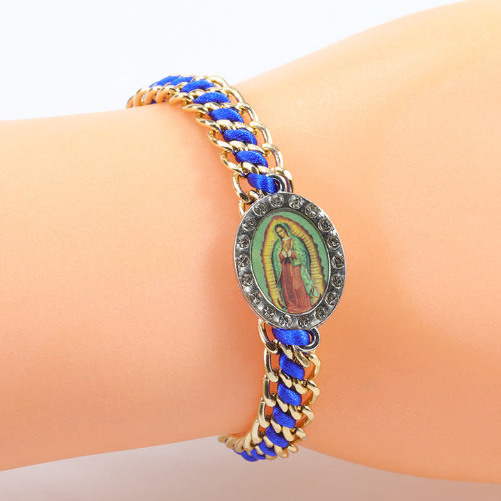 Christianartworkshop Unsere Liebe Frau von Guadalupe, leuchtend buntes gewebtes Armband für treuen Stil - Blau - image 8