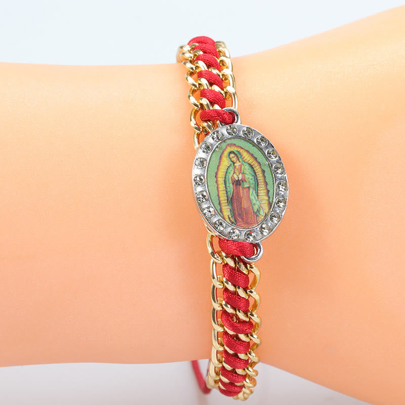 Christianartworkshop Unsere Liebe Frau von Guadalupe, leuchtend buntes gewebtes Armband für treuen Stil - Rot - image 5