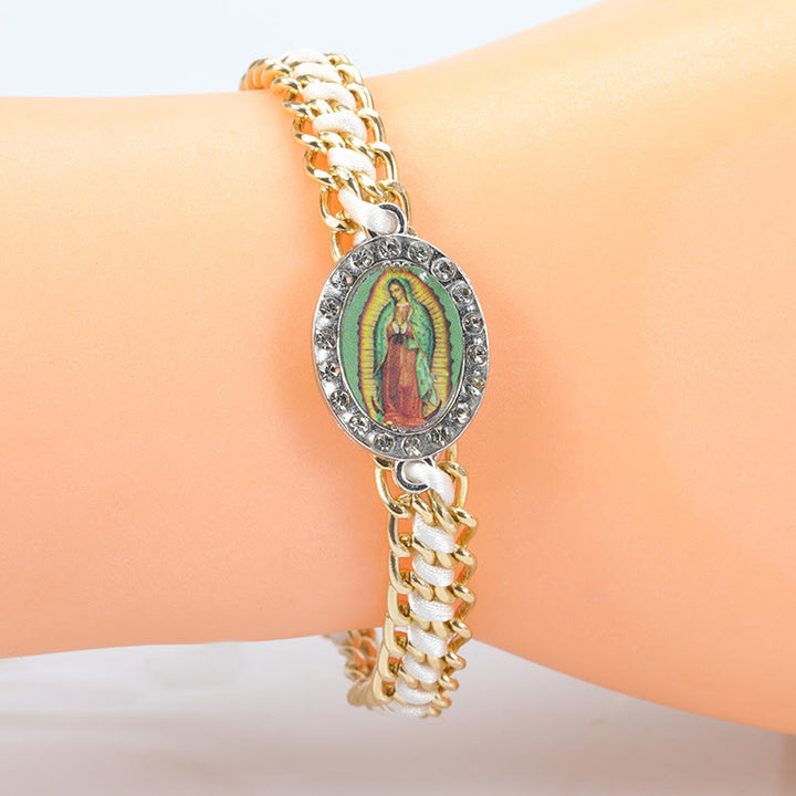 Christianartworkshop Unsere Liebe Frau von Guadalupe, leuchtend buntes gewebtes Armband für treuen Stil - Weiß - image 3