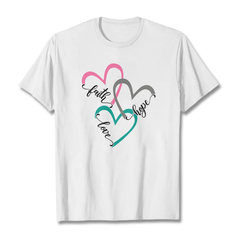 Christianartworkshop Glaube Hoffnung Liebe Christliches Herz Design Unisex T-Shirt für Gläubige - Weiß - 2XL - image 1