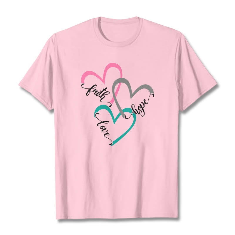 Christianartworkshop Glaube Hoffnung Liebe Christliches Herz Design Unisex T-Shirt für Gläubige - Hellrosa - 2XL - image 17