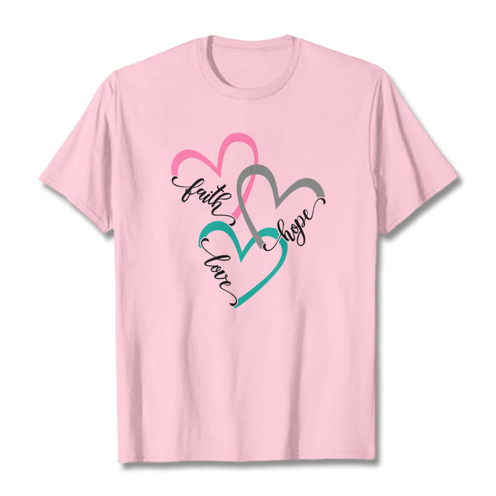 Christianartworkshop Glaube Hoffnung Liebe Christliches Herz Design Unisex T-Shirt für Gläubige - Hellrosa - 2XL - image 17