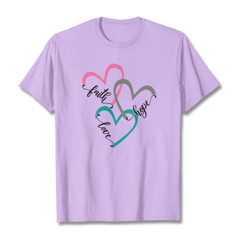 Christianartworkshop Glaube Hoffnung Liebe Christliches Herz Design Unisex T-Shirt für Gläubige - Hellviolett - 2XL - image 15