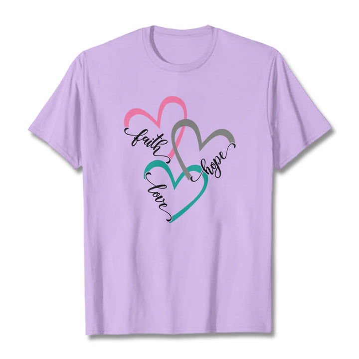 Christianartworkshop Glaube Hoffnung Liebe Christliches Herz Design Unisex T-Shirt für Gläubige - Hellviolett - 2XL - image 15