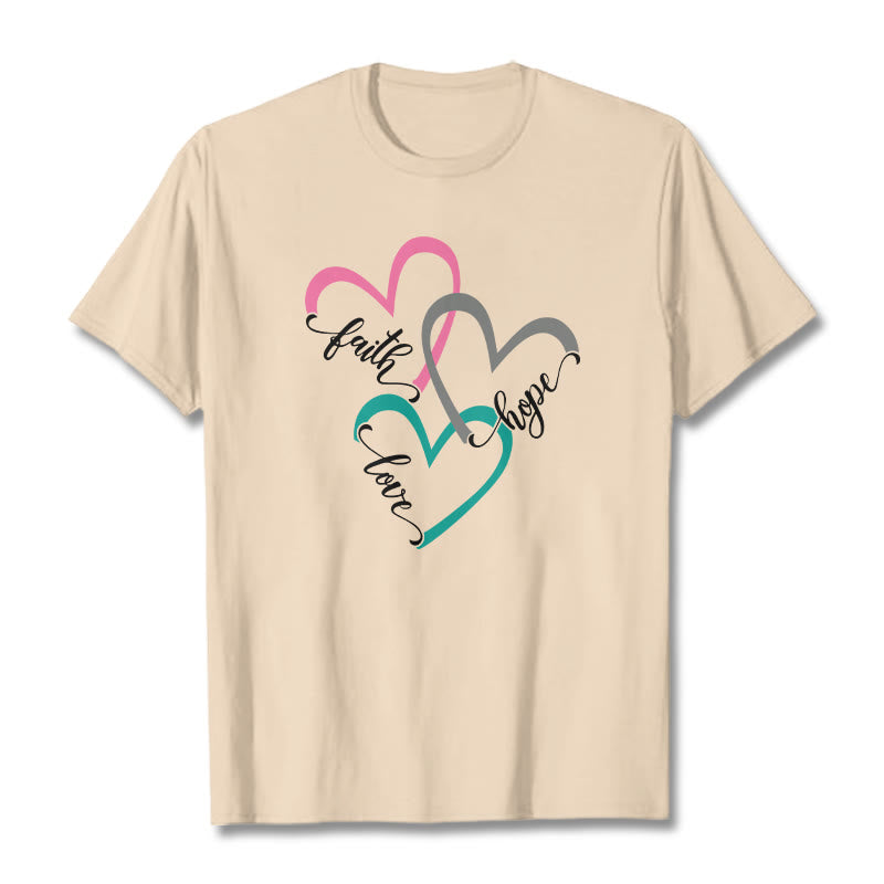 Christianartworkshop Glaube Hoffnung Liebe Christliches Herzdesign Unisex-T-Shirt für Gläubige - Beige - 2XL - image 9