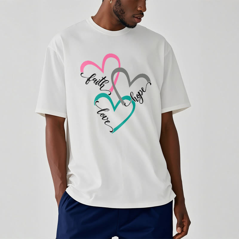 Christianartworkshop Glaube Hoffnung Liebe Christliches Herz Design Unisex T-Shirt für Gläubige - image 3