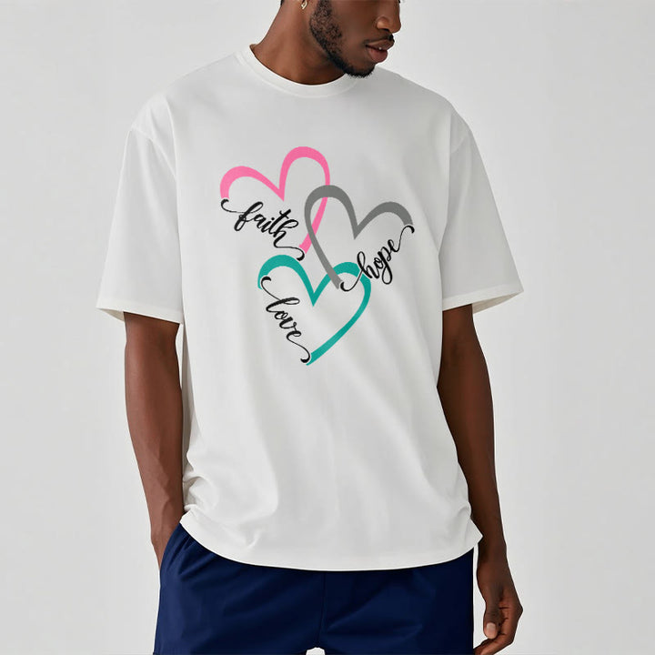 Christianartworkshop Glaube Hoffnung Liebe Christliches Herz Design Unisex T-Shirt für Gläubige - image 3