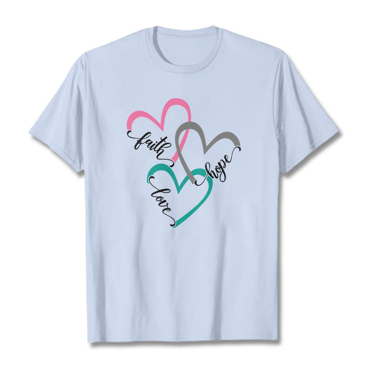 Christianartworkshop Glaube Hoffnung Liebe Christliches Herz Design Unisex T-Shirt für Gläubige - Hellblau - 2XL - image 20