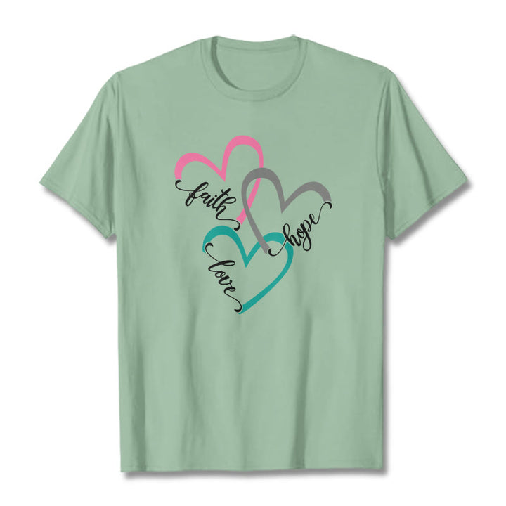 Christianartworkshop Glaube Hoffnung Liebe Christliches Herz Design Unisex T-Shirt für Gläubige - Hellgrün - 2XL - image 13