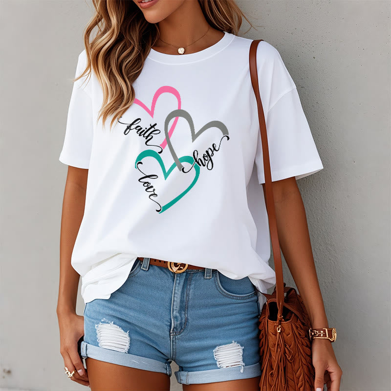 Christianartworkshop Glaube Hoffnung Liebe Christliches Herzdesign Unisex-T-Shirt für Gläubige - image 1