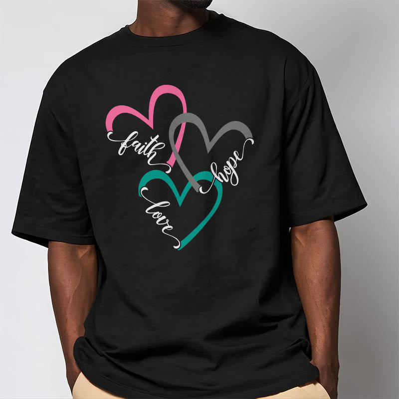 Christianartworkshop Glaube Hoffnung Liebe Christliches Herzdesign Unisex-T-Shirt für Gläubige - image 4