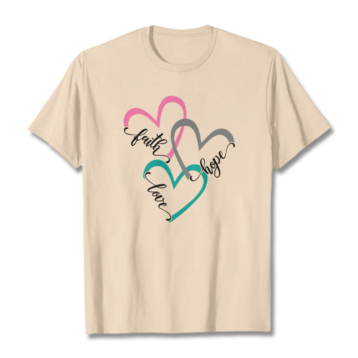 Christianartworkshop Glaube Hoffnung Liebe Christliches Herz Design Unisex T-Shirt für Gläubige - Beige - 2XL - image 11